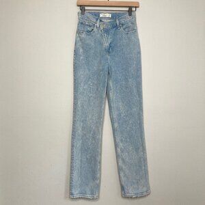 Abercrombie & Fitch 90s Straight Ultra High Rise Jeans 25 Blue Criss Cross Waist